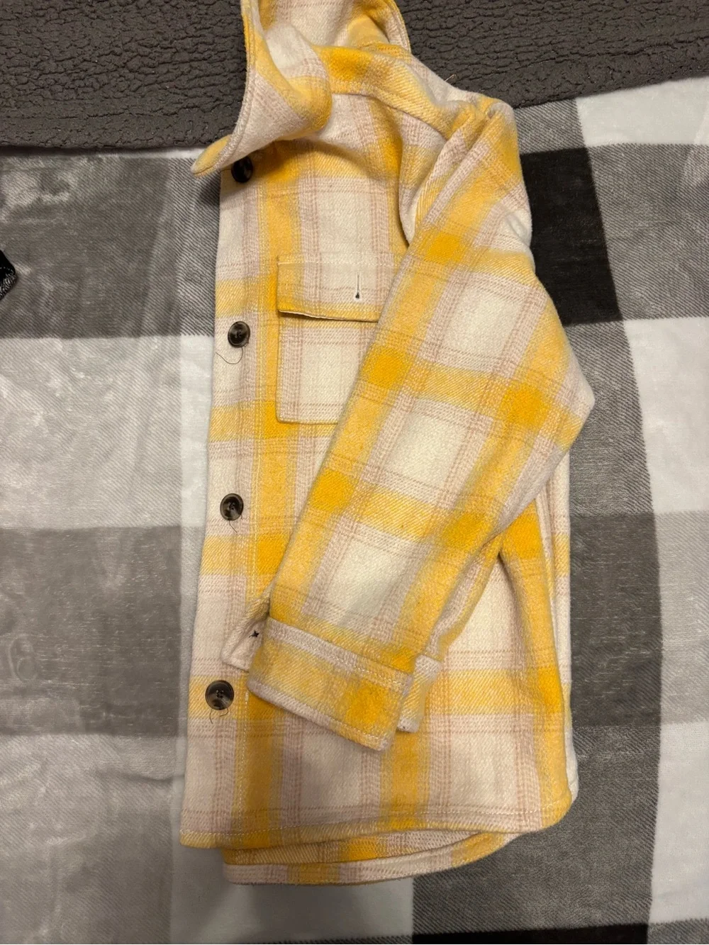 Old Navy Girls Yellow Plaid Shacket Jacket